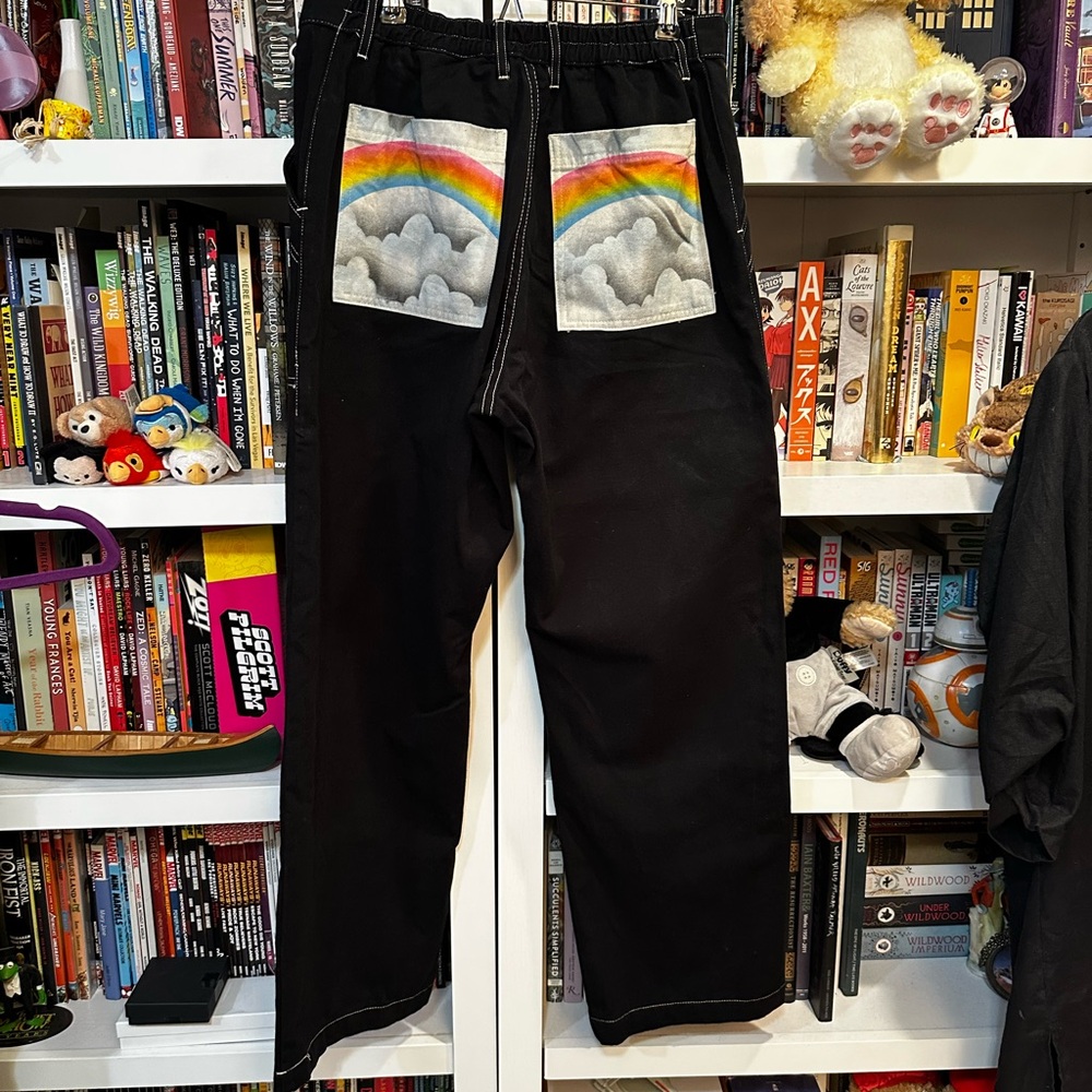 Big Bud Press Black Pants with Rainbow Pockets